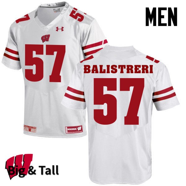 Wisconsin Badgers Men's #57 Michael Balistreri NCAA Under Armour Authentic White Big & Tall College Stitched Football Jersey QU40T56MF